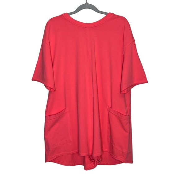 Free People Hot Shot Tee Romper Electric Sunset Coral Pink Oversized XS/S NWOT - Picture 4 of 12